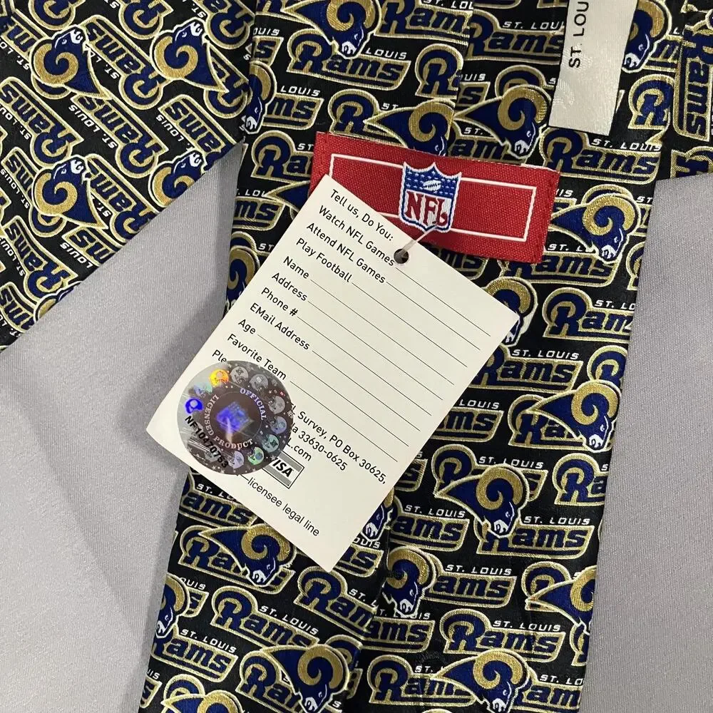 Vintage St. Louis Rams Tie Mens Blue Gold NFL Football Ralph Marlin Silk 2000s‎